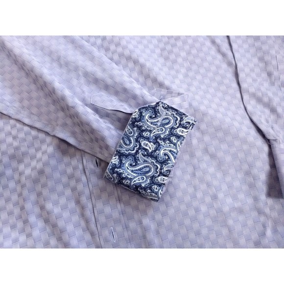 BUGATCHI UOMO Lavender Geometric XXL Button Up Dress Shirt Flip Cuff Long Sleeve - Picture 10 of 16